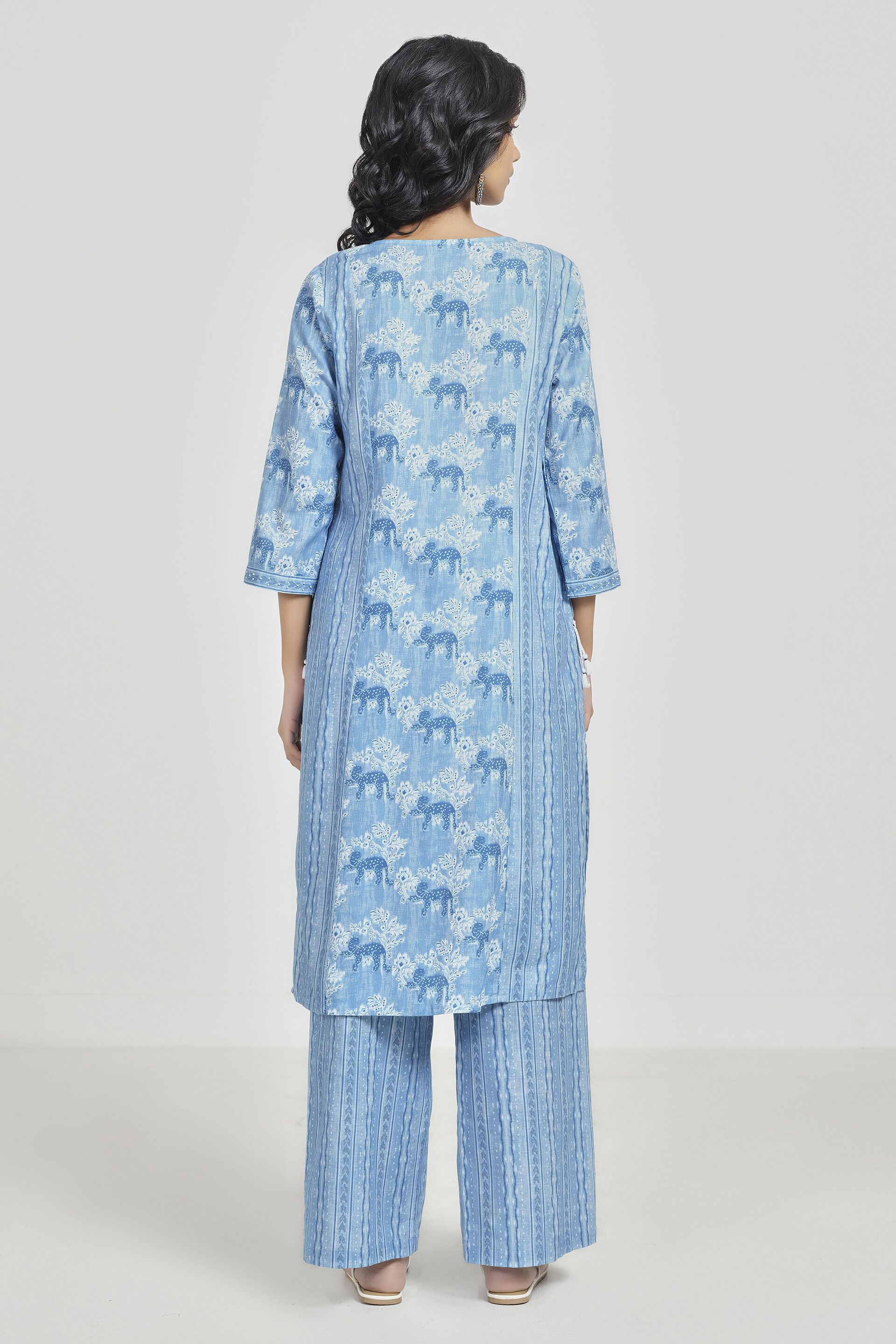 Sky Blue Cotton Kurta Set, Sky Blue, image 5